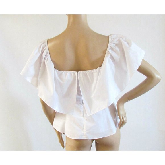 Amanda Up Richard White Ruffle Off the Shoulder 100% Cotton Designer Blouse L - Picture 1 of 9